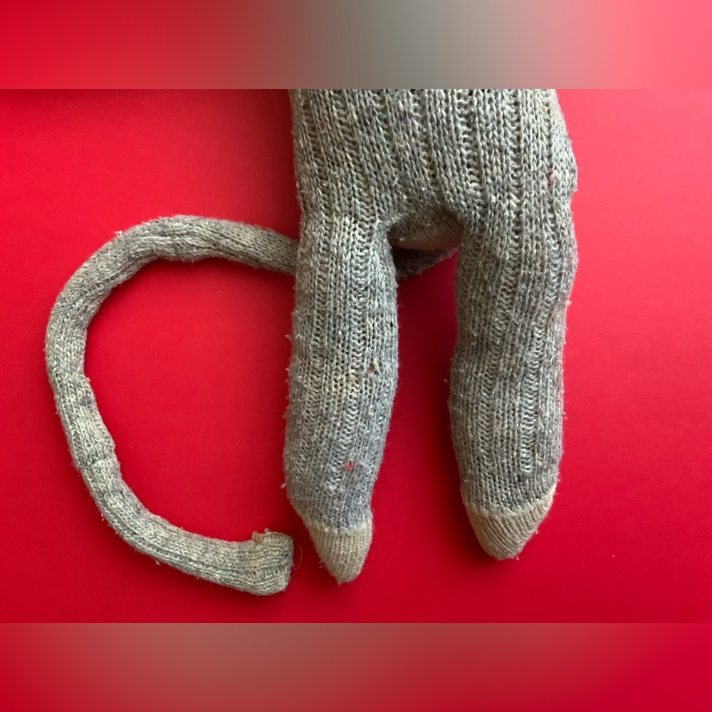 Vintage Gray Knit Sock Monkey - Picture 9 of 12